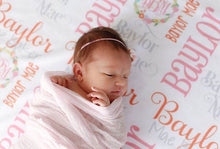 Load image into Gallery viewer, Baby Blanket - Baby Girl Blanket - Personalized Baby Blanket - Monogram Baby Blanket - Swaddle Receiving Blanket - Custom Blanket