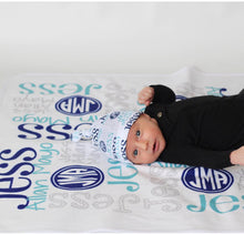 Load image into Gallery viewer, Personalized Baby Blanket - Monogram Baby Blanket - Swaddle Receiving Blanket - Baby Shower Gift - Custom Blanket - Monogrammed - Name