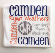 Load image into Gallery viewer, Personalized Baby Blanket - Monogram Baby Blanket - Swaddle Receiving Blanket - Baby Shower Gift - Custom Blanket - Monogrammed - Name