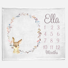 Load image into Gallery viewer, Milestone / Monthly Blanket - Bunny Wreath - The Little Arrows