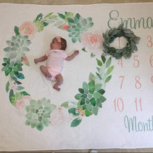 Load image into Gallery viewer, Milestone / Monthly Blanket - Succulent Wreath - The Little Arrows