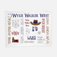 Load image into Gallery viewer, Personalized Plush Blanket - All Over Cowboy - The Little Arrows