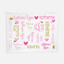 Load image into Gallery viewer, Personalized Blanket - All Over Hearts and Crown