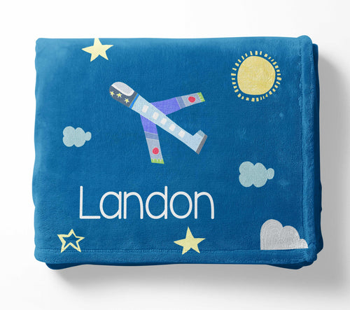 Personalized Plush Blanket - Airplanes - The Little Arrows