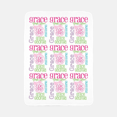 Personalized Fleece Baby Blanket - Bow and Pearls - The Little Arrows