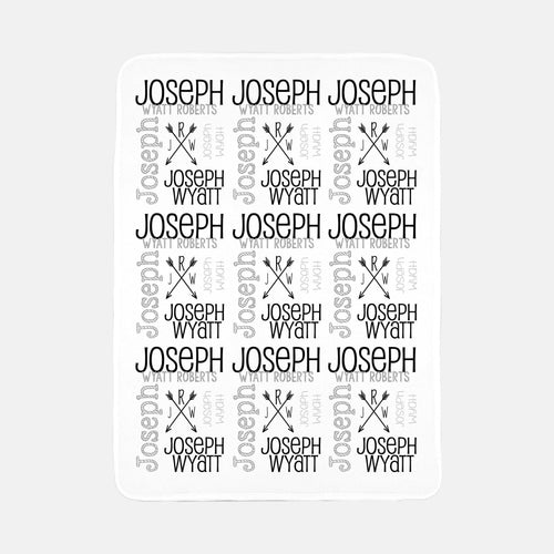 Personalized Fleece Baby Blanket - Crossed Arrows - The Little Arrows