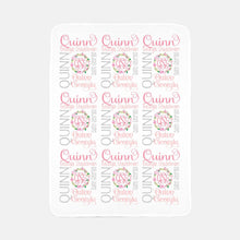 Load image into Gallery viewer, Personalized Fleece Baby Blanket - Floral Wreath - The Little Arrows
