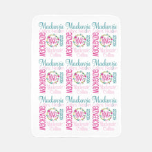 Load image into Gallery viewer, Personalized Fleece Baby Blanket - Floral Wreath - The Little Arrows
