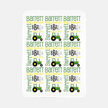 Load image into Gallery viewer, Personalized Fleece Baby Blanket - Tractors - The Little Arrows
