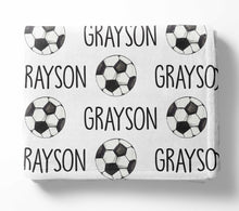 Load image into Gallery viewer, Personalized Kid Blanket - Soccer - The Little Arrows
