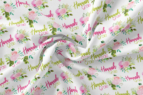 Personalized Jersey Knit Swaddle - Peonies and Roses - the Hannah Grae collection - The Little Arrows
