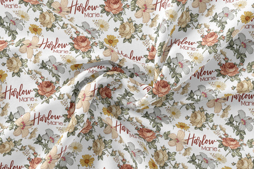 Personalized Jersey Knit Swaddle - Vintage Floral - the Harlow collection - The Little Arrows