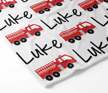 Load image into Gallery viewer, Personalized Blanket - Firetruck
