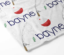 Load image into Gallery viewer, Personalized Plush Blanket - Fishing - The Little Arrows
