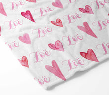 Load image into Gallery viewer, Personalized Blanket - Watercolor Hearts
