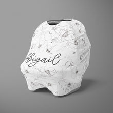 Load image into Gallery viewer, Car Seat Cover / Multi Use Cover - Black and White Floral - The Little Arrows
