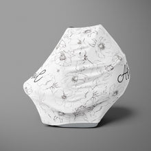 Load image into Gallery viewer, Car Seat Cover / Multi Use Cover - Black and White Floral - The Little Arrows
