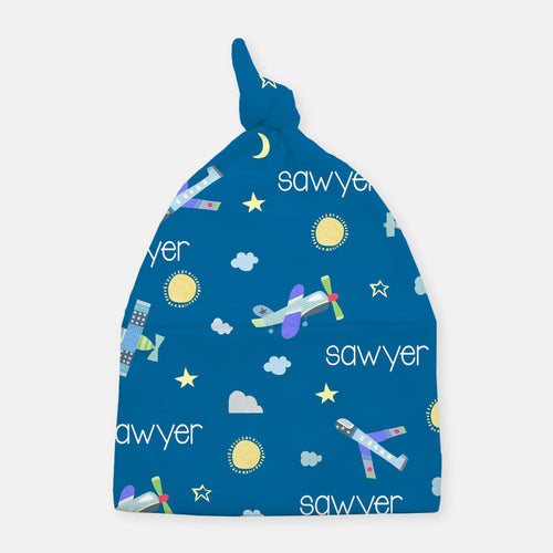 Knotted Beanie - personalized - Airplanes - The Little Arrows