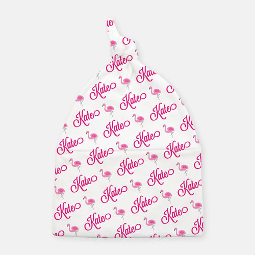 Knotted Beanie - personalized - flamingo - The Little Arrows