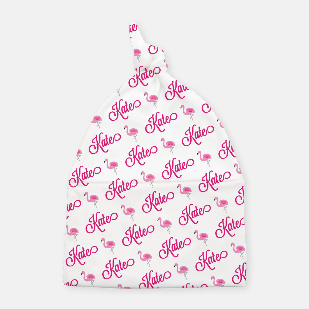 Knotted Beanie - personalized - flamingo - The Little Arrows