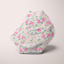 Load image into Gallery viewer, Car Seat Cover / Multi Use Cover - Floral Green Stripes - The Little Arrows
