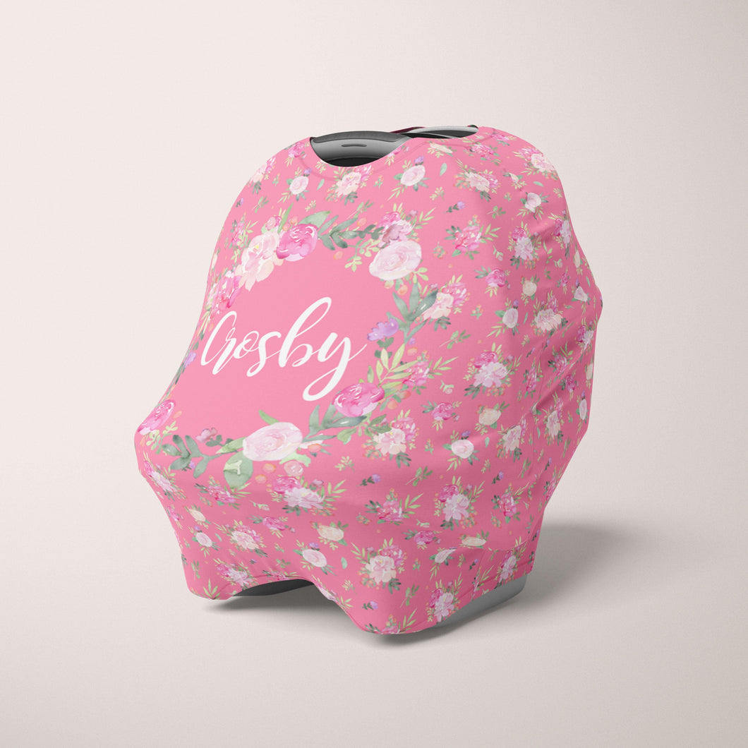 Car Seat Cover / Multi Use Cover - Floral Pink - The Little Arrows
