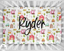 Load image into Gallery viewer, Personalized Crib Sheet - Ryder&#39;s Farm - The Little Arrows
