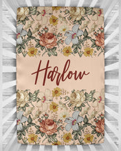 Load image into Gallery viewer, Personalized Crib Sheet - the Harlow collection - rose - The Little Arrows
