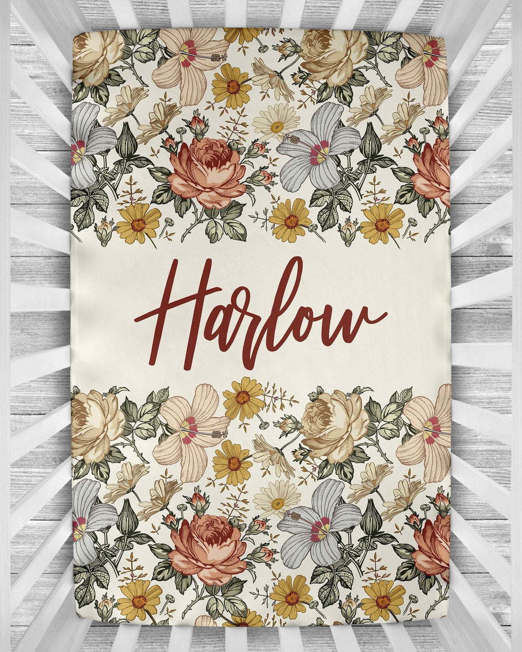 Personalized Crib Sheet - the Harlow collection - natural - The Little Arrows