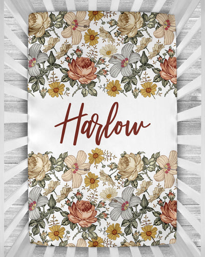 Personalized Crib Sheet - the Harlow collection - white - The Little Arrows