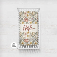 Load image into Gallery viewer, Personalized Crib Sheet - the Harlow collection - natural - The Little Arrows

