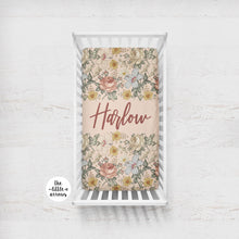 Load image into Gallery viewer, Personalized Crib Sheet - the Harlow collection - rose - The Little Arrows
