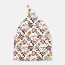 Load image into Gallery viewer, Knotted Beanie - Vintage Floral - Harlow collection - pink colorway - The Little Arrows
