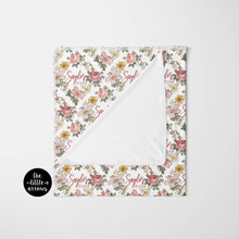 Load image into Gallery viewer, Personalized Jersey Knit Swaddle - Vintage Floral - the Harlow collection - pink colorway - The Little Arrows

