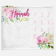 Load image into Gallery viewer, Milestone / Monthly Blanket - Vintage Floral - the Hannah Grae collection - The Little Arrows
