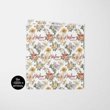Load image into Gallery viewer, Personalized Jersey Knit Swaddle - Vintage Floral - the Harlow collection - The Little Arrows
