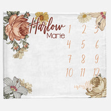 Load image into Gallery viewer, Milestone / Monthly Blanket - Vintage Floral - the Harlow collection - The Little Arrows
