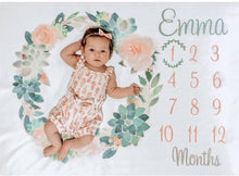 Load image into Gallery viewer, Milestone / Monthly Blanket - Succulent Wreath - The Little Arrows
