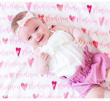 Load image into Gallery viewer, Personalized Blanket - Watercolor Hearts
