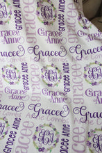 Load image into Gallery viewer, Personalized Fleece Baby Blanket - Floral Wreath - The Little Arrows
