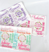Load image into Gallery viewer, Personalized Fleece Baby Blanket - Floral Wreath - The Little Arrows
