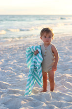 Load image into Gallery viewer, Aqua Striped Muslin Blanket - The Little Arrows
