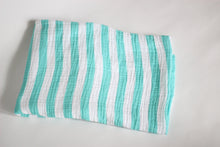 Load image into Gallery viewer, Aqua Striped Muslin Blanket - The Little Arrows
