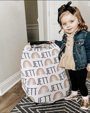Load image into Gallery viewer, Car Seat Cover / Multi Use Cover - Rainbow browns/golds - The Little Arrows
