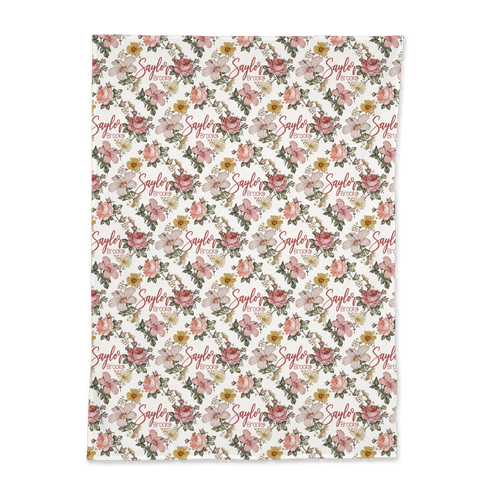 Personalized Jersey Knit Swaddle - Vintage Floral - the Harlow collection - pink colorway - The Little Arrows
