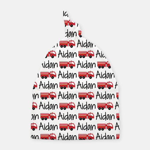 Knotted Beanie - personalized - Firetruck - The Little Arrows