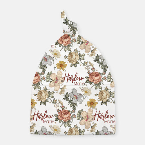 Knotted Beanie - Vintage Floral - Harlow collection - The Little Arrows