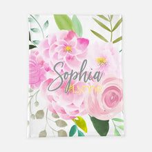 Load image into Gallery viewer, Personalized Blanket - Peonies and Roses
