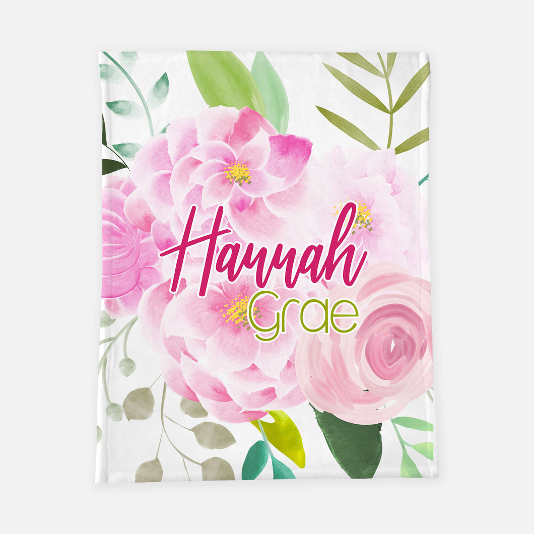 Personalized Blanket - Peonies and Roses