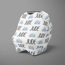 Load image into Gallery viewer, Car Seat Cover / Multi Use Cover - Rainbow blues - The Little Arrows
